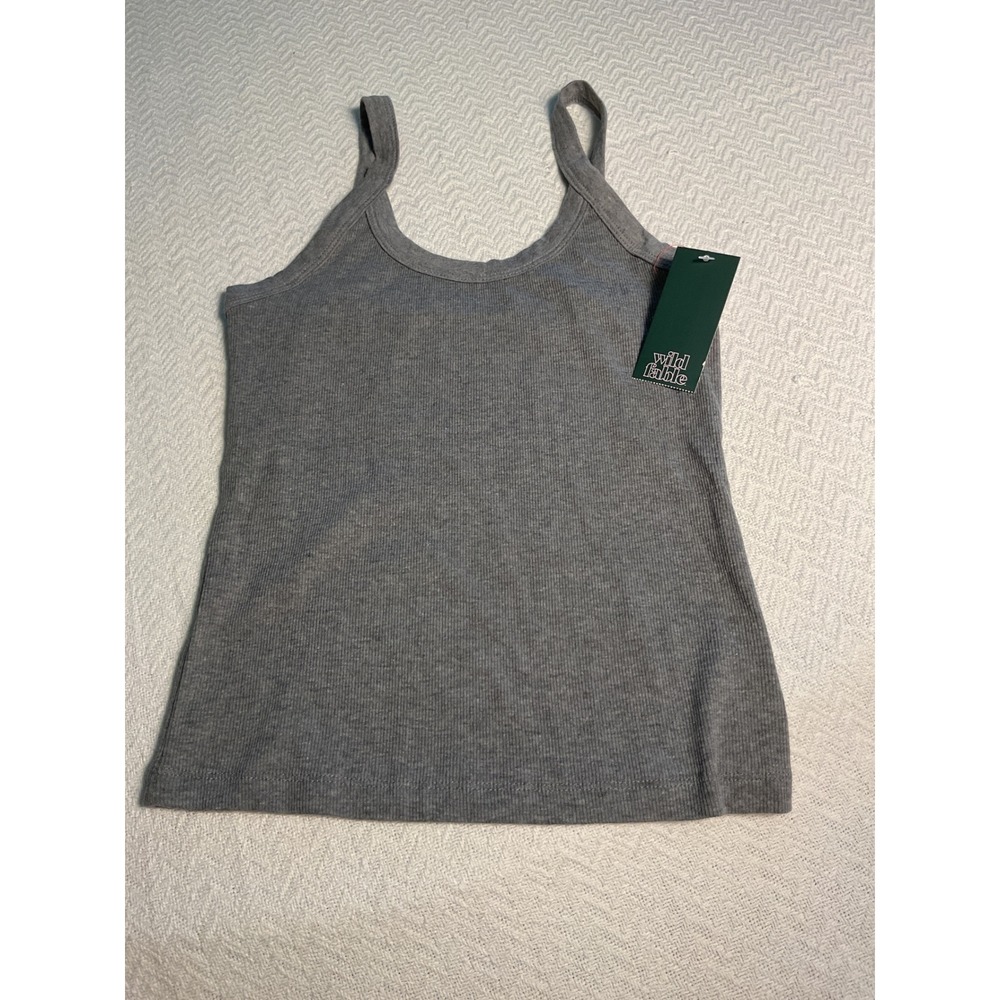 Wild Fable Girls Gray Ribbed Tank Top Size Small Basic Everyday Tank